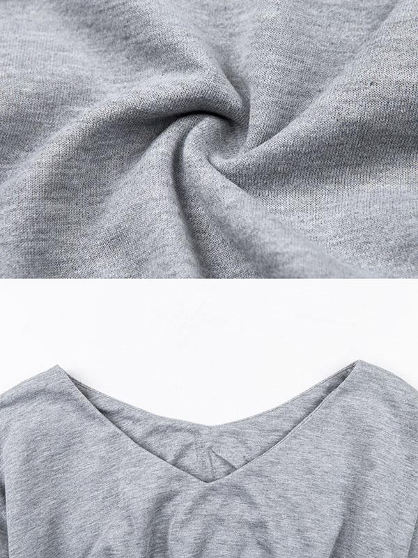 Sports V-Neck Hoodies&Sweatshirt Tops