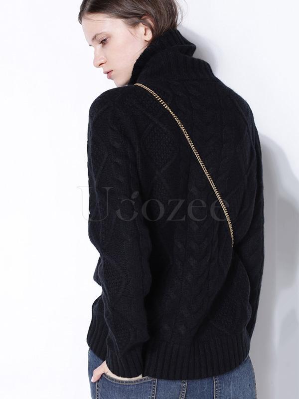 Loose High-neck Cashmere Solid Couple Sweater
