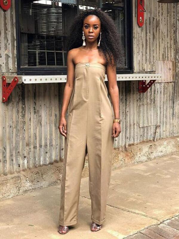 Pretty Solid Color Off Shoulder Long Jumpsuits