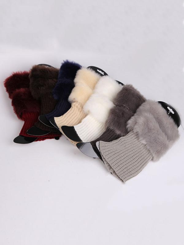 Solid Color Faux Fur Ankle Socks