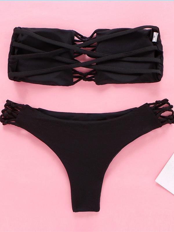 Tropical Bandage Top With Panty Bikini Set