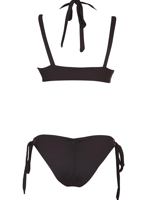 Triangle Bottom Solid Bikinis Swimwear