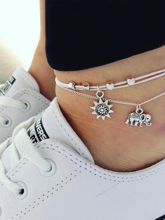 Elephant Pendant Simple Footchain