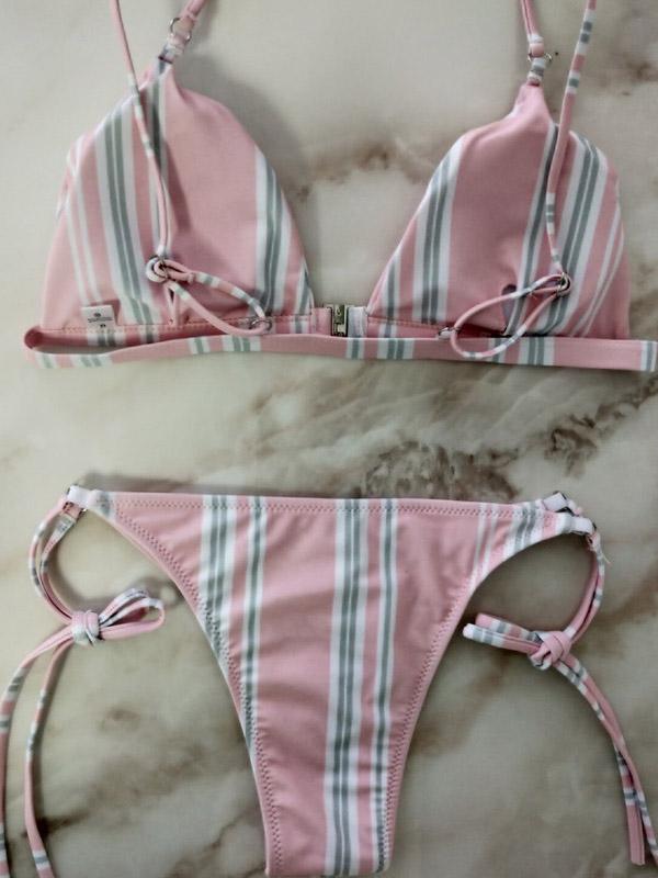 Ribbed Triangle Top With Panty Bikini Set