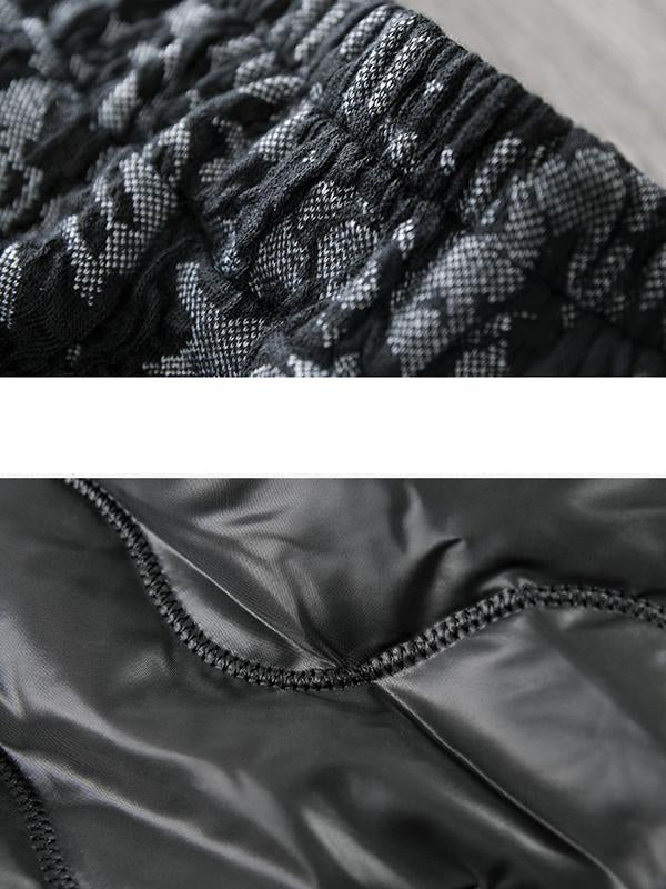 Buykud Casual Spliced Jacquard Loose Wide Leg Pants