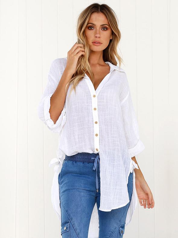 Solid Cropped Bandage V-neck Shirt Top