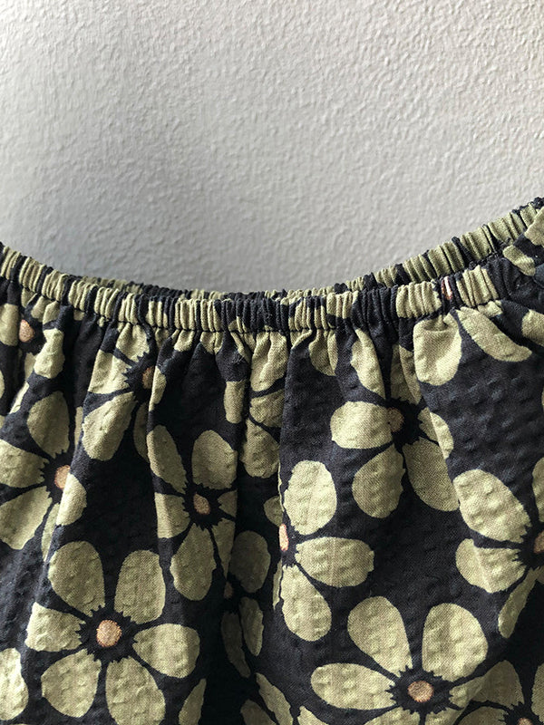 Loose Puff Sleeves Floral Printed T-Shirt