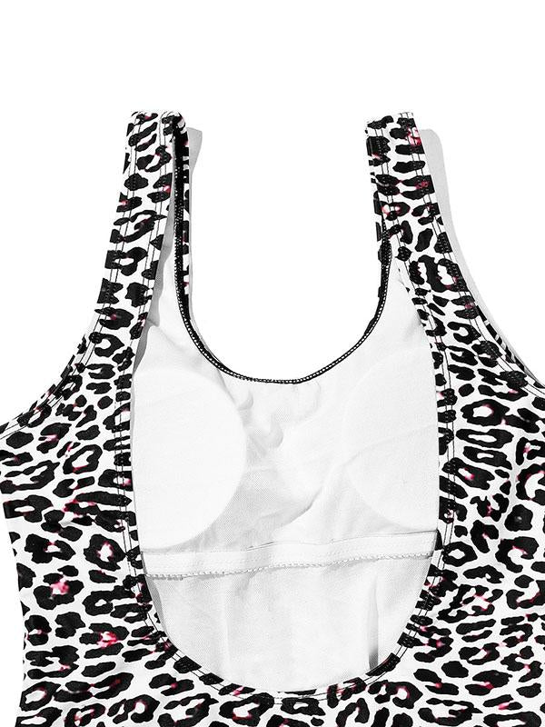 Leopard Print Backless One-Piece Swimwear