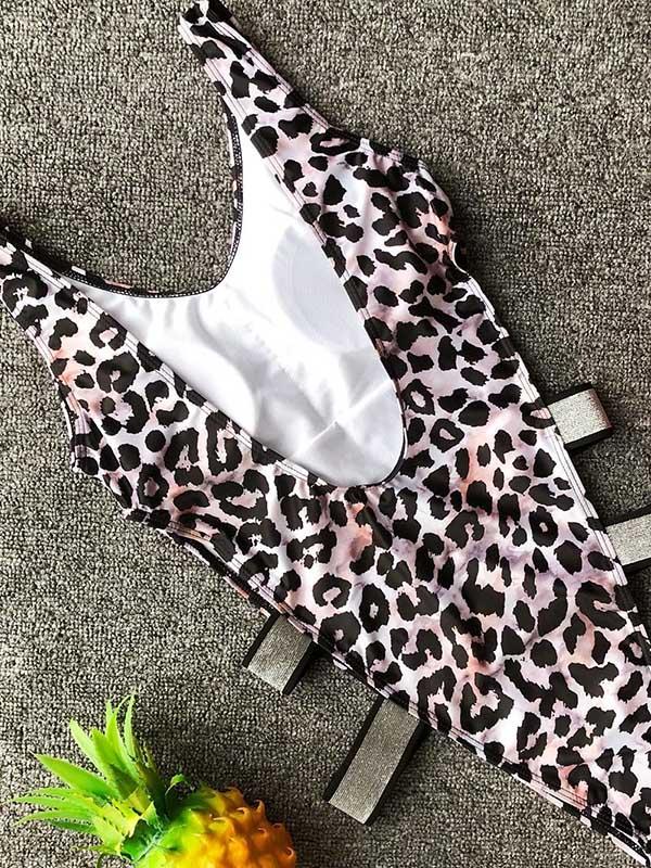 Bandage Plain One-piece Swimwear