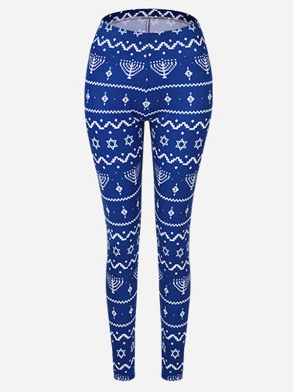 Deer Printed Christmas Element Leggings