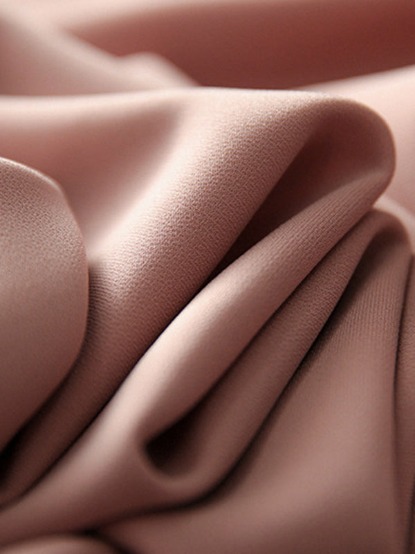 Simple Solid Color H-Line Back-Zipper Round-Neck Midi Dress
