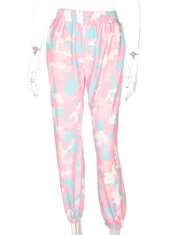 Camouflage Printed Elastic Waist Track Pants