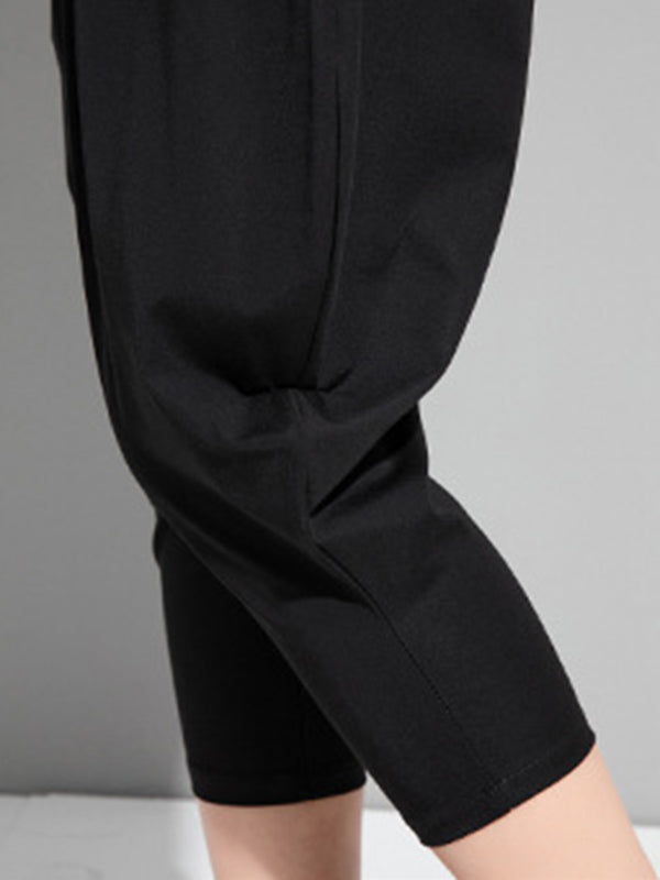 Simple Solid Color Elasticity Waist Pants