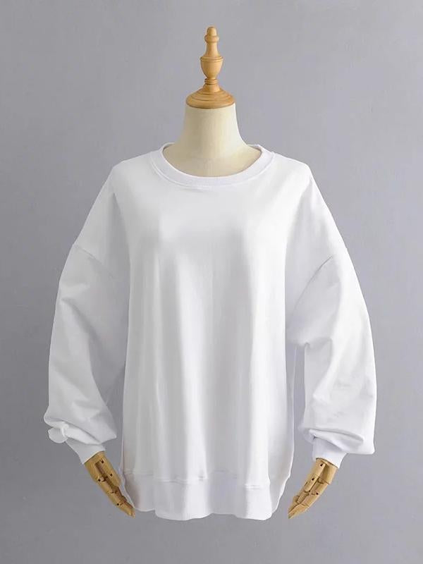 Fashion Casual Loose Solid Sweat Shirts