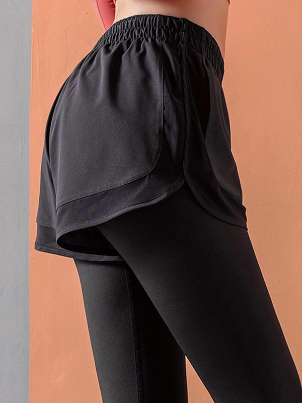 Wrap Solid False Two Yoga Leggings