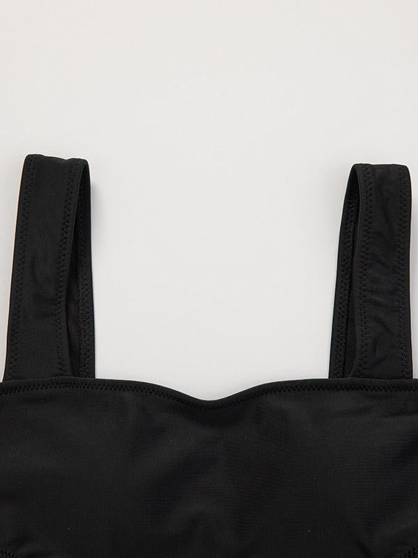 Zipper Hollow One-Piece Swimwear