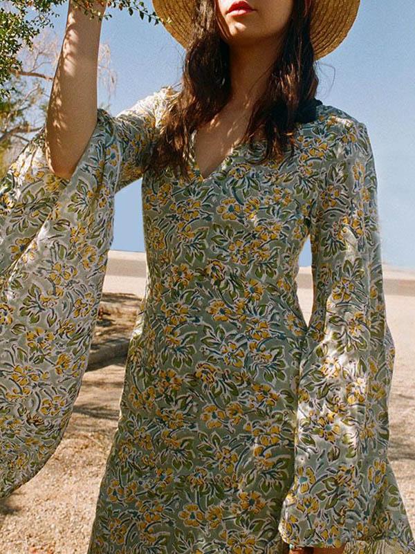 Flared Sleeves Bohemia Maxi Dress