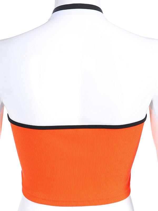 Halterneck Zipper Crop Tanks