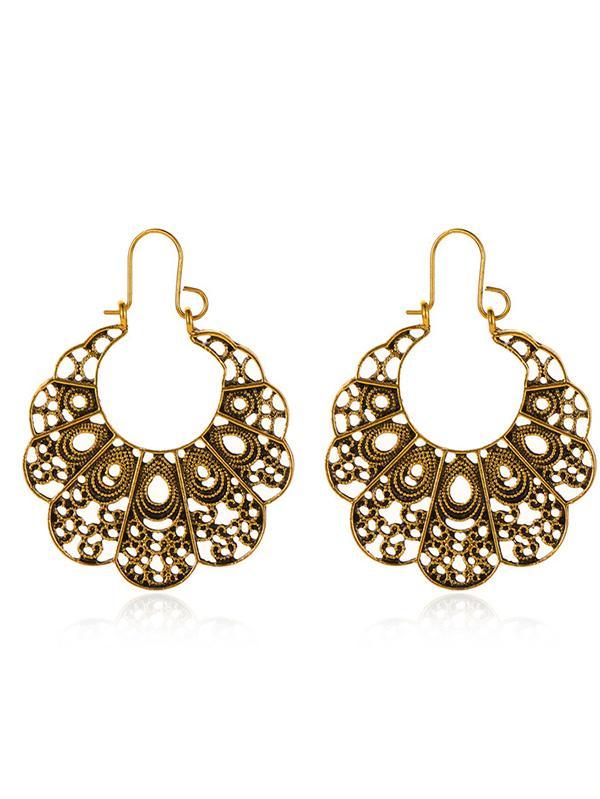 Vintage Geometric Openwork Flower Earrings