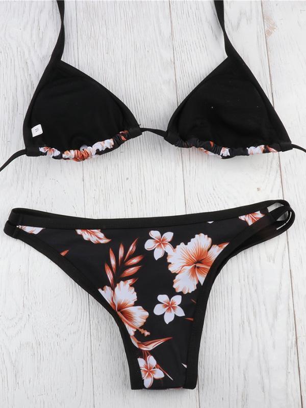 Lace-up Halter-neck Bikinis Swimwear