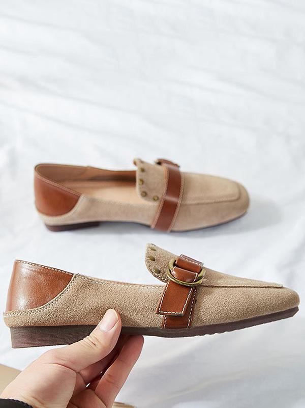 Comfortable Split-joint Leather Flat Shoes