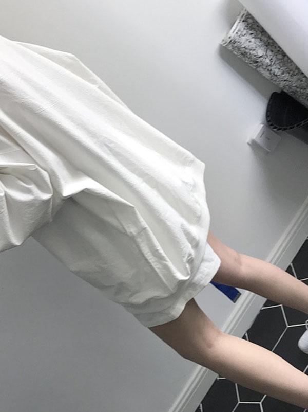 PURE COTTON WHITE ROUND-NECK BLOUSES