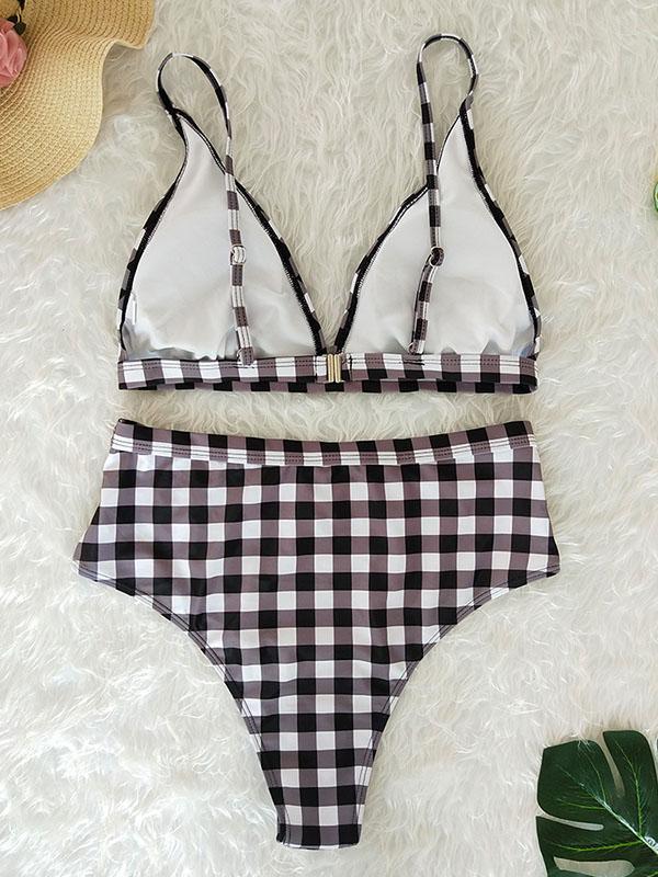 Plaid High Waist Bikinis Swimwear