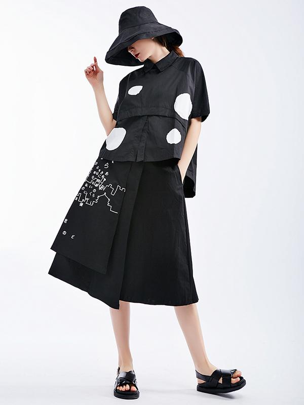 Loose Polka-dot Split-joint Shirt