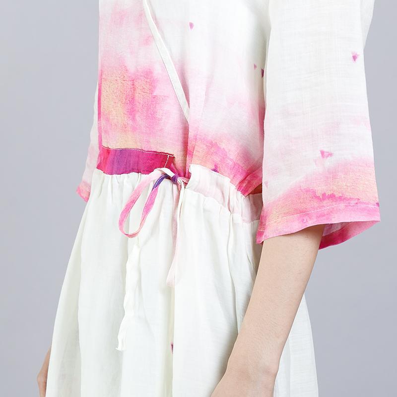 Ethnic Style Casual V-Neck Half Sleeve Dress
