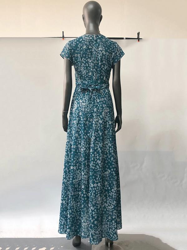 Deep V-neck Split-side Floral Maxi Dress