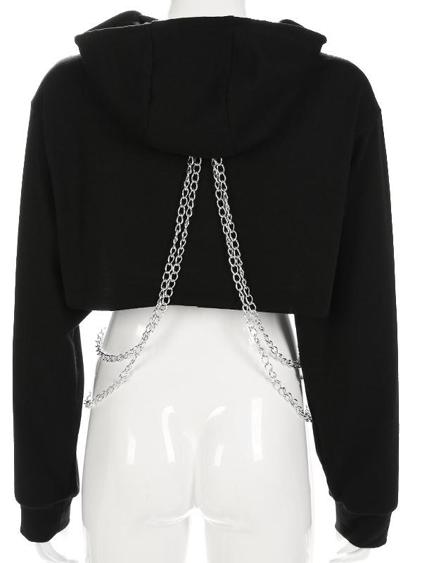 Hooded Chains Short Sleeves Hoodies & Jackets