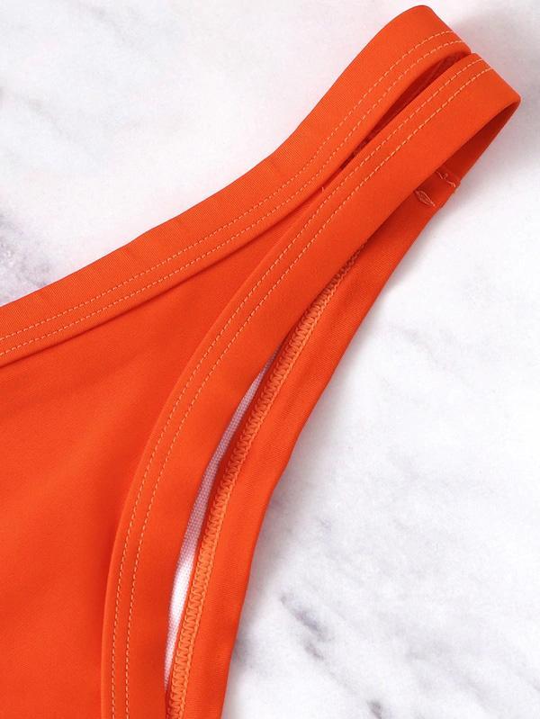 Knot Front Plain Bikinis Swimwear