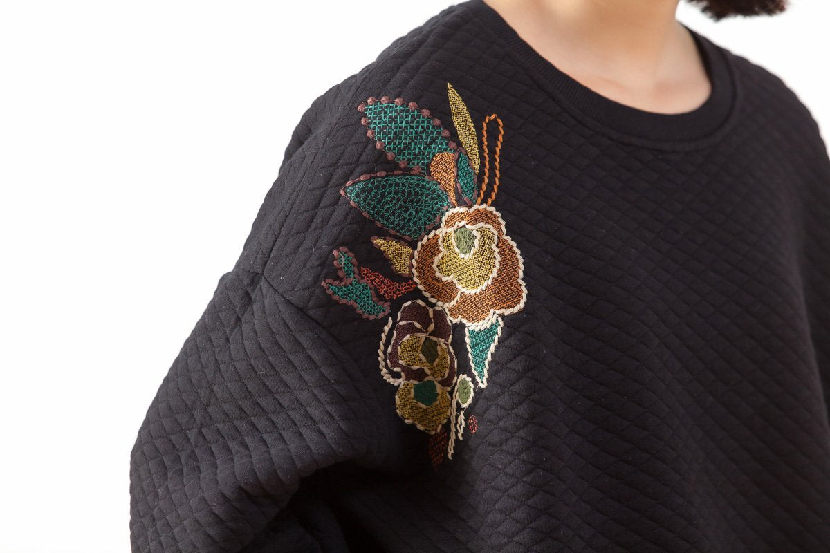 Embroidery Flower Pattern Cotton Women Suit