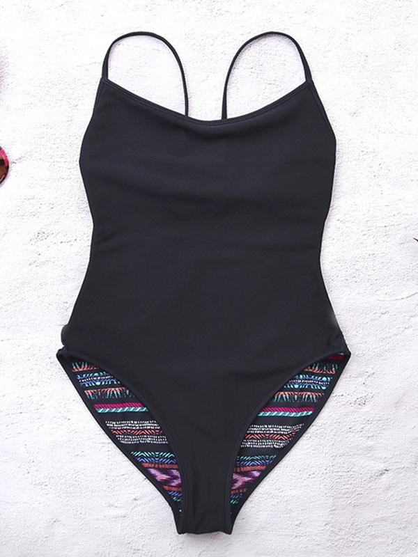 Backless Stripes One-piece Swimwear