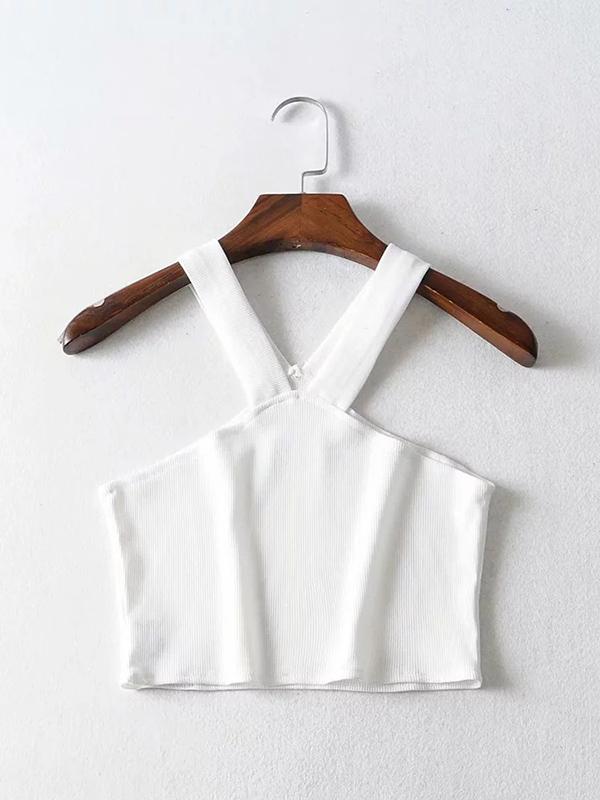 Halter-neck Printed Crop Tanks