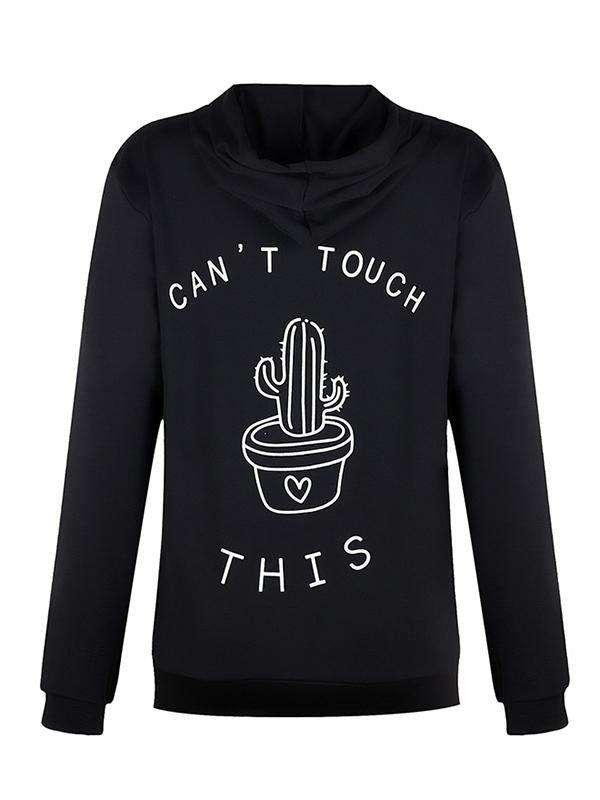 Loose Cactus Letter Printed Hoodie