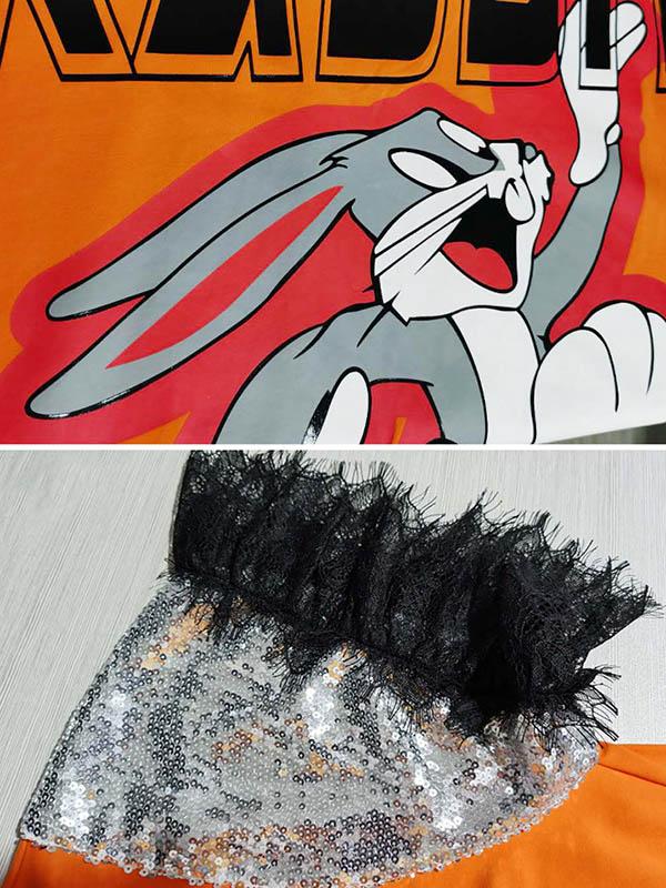 Leisure Cartoon Print Split-Joint Shirt Dress