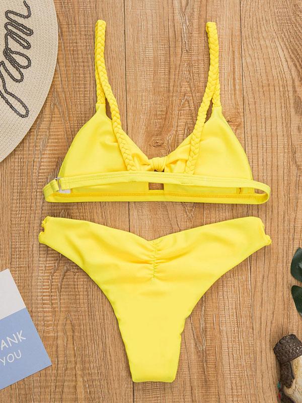 Yellow Knot Top Bikini Set