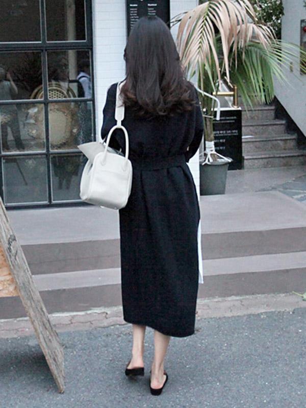 SPLIT-SIDE LACE-UP LONG SWEATER