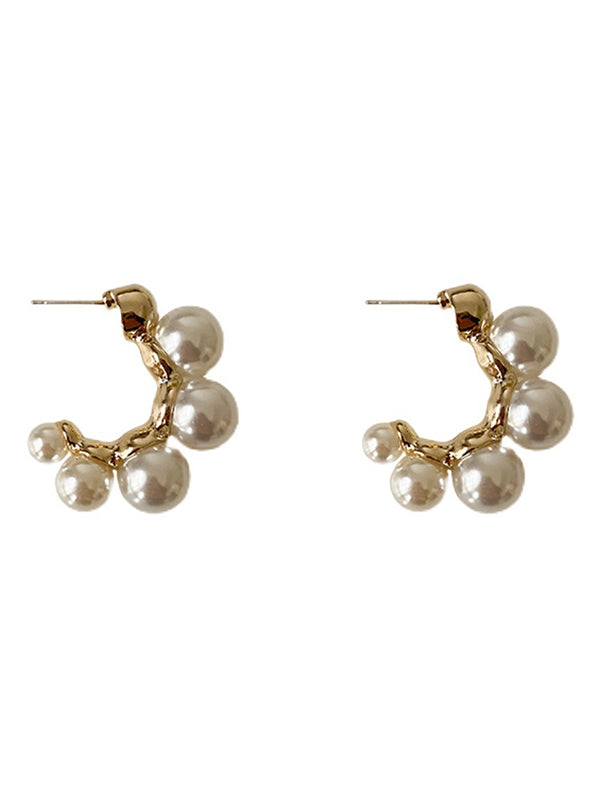 Original Vintage Pearls Geometric Earrings