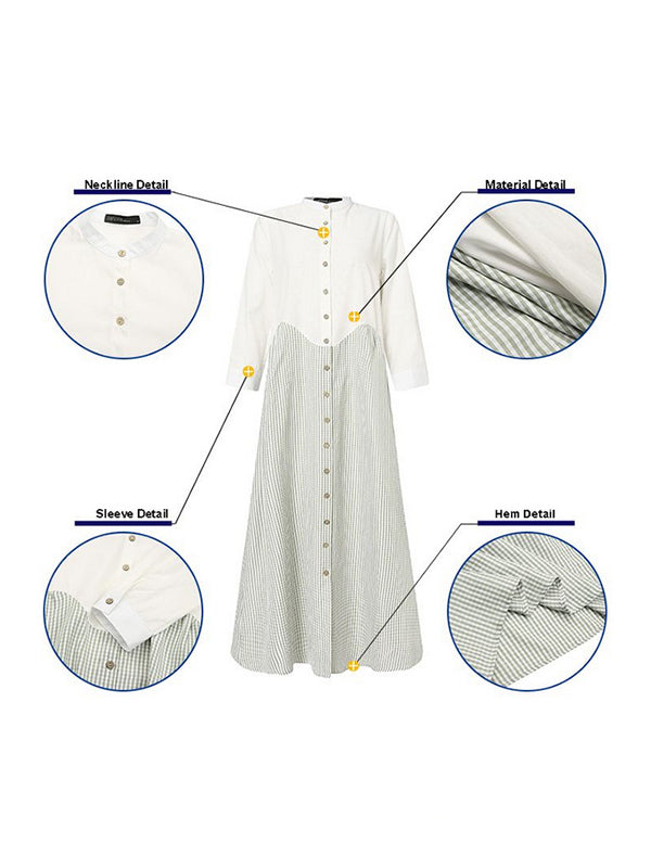 Urban Split-Joint Plaid Long Sleeves Shirt Dress