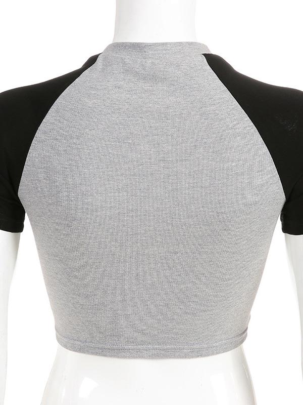 Casual Wrap Split-joint Round-neck Short Sleeves T-shirt Top