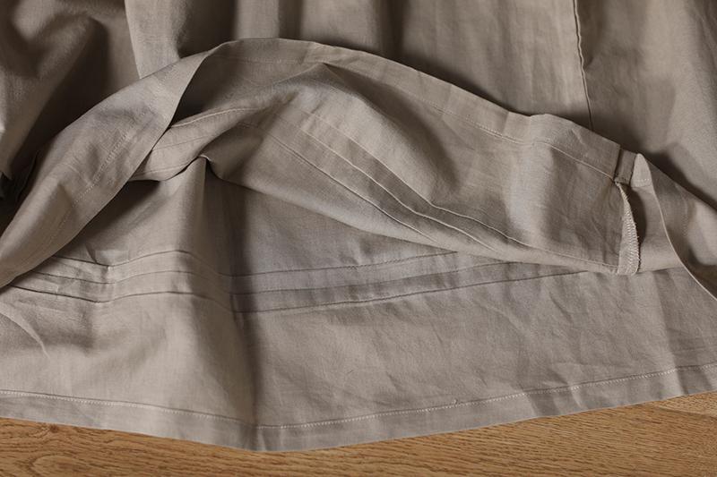 Beige Cotton Linen Loose Women Pleated Casual Dress