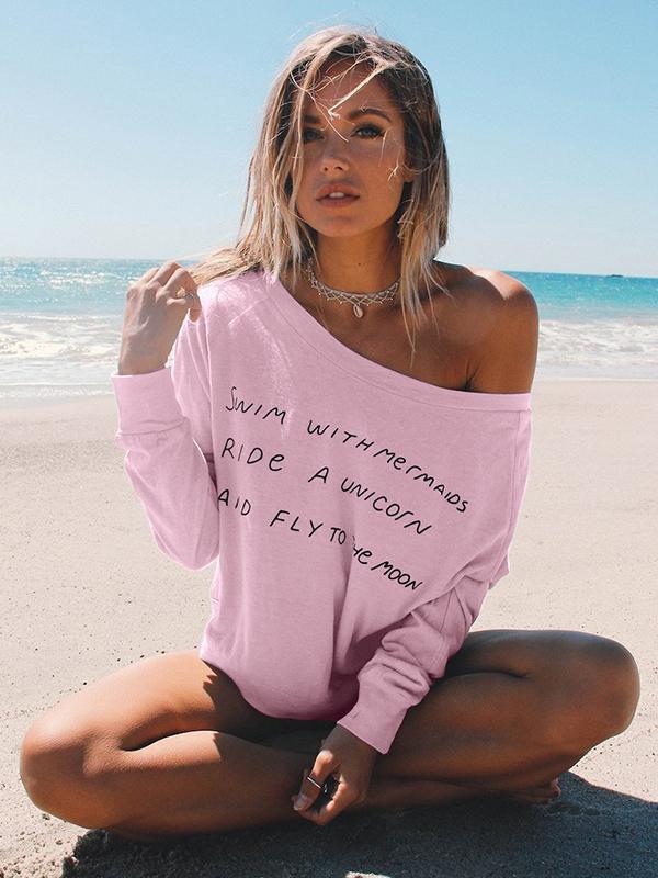 One-shoulder Printed Sexy Beach Shirt Top