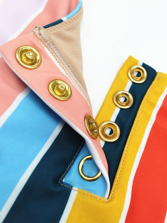 Stripes High Waist One-piece Swimwear