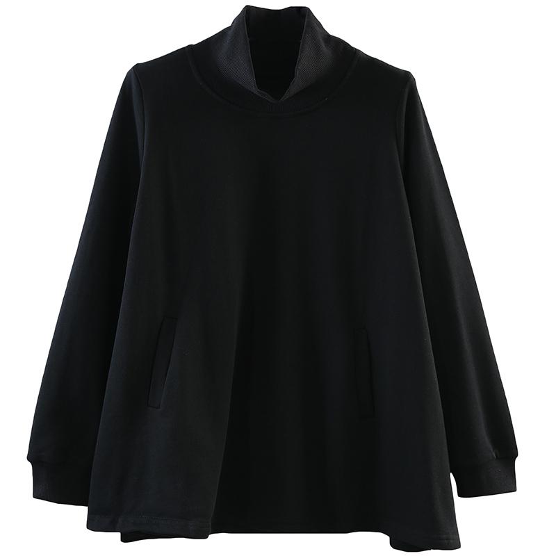 Buykud Turtleneck Pure Color Pullover Loose Blouse