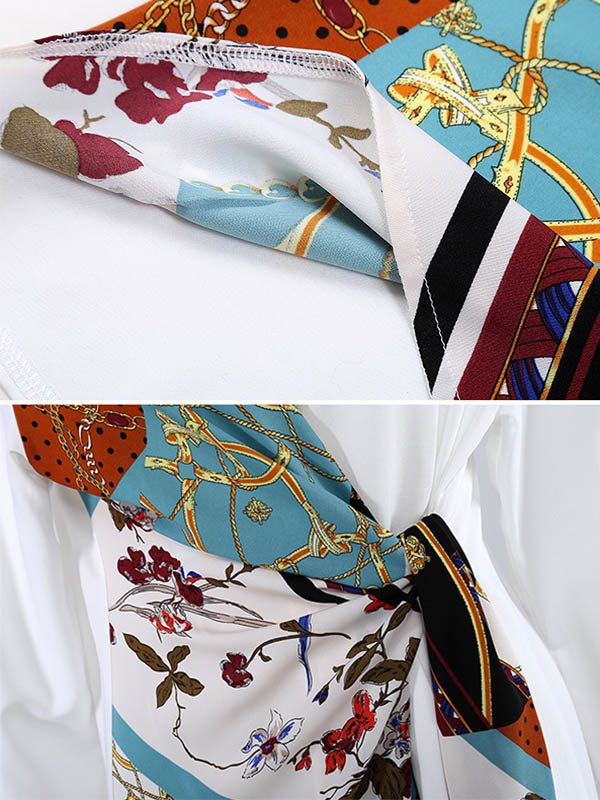 Original Printing Lapel Split-Joint Shirt Dress