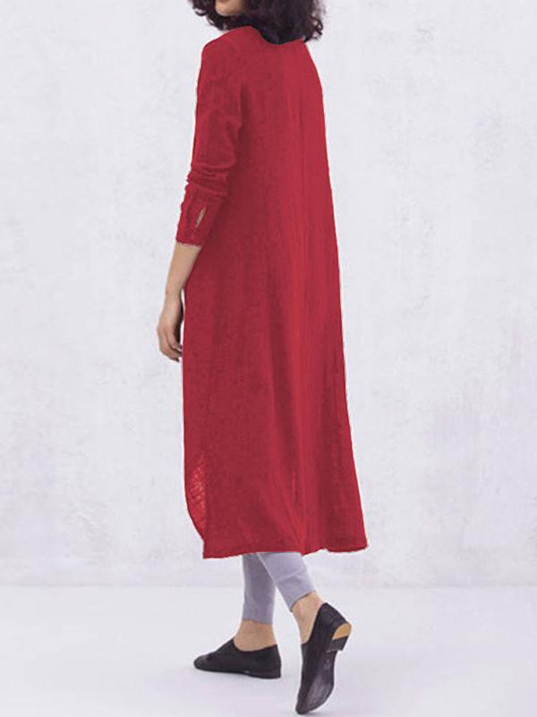 Loose Cotton Split-side Long Shirt