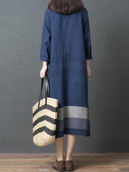 Ramie Cotton Loose Plus Size Midi Dresses