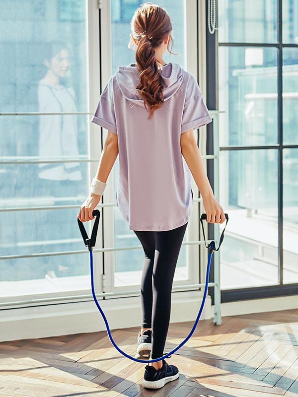 Loose Short Sleeve Drawstring Hoodies